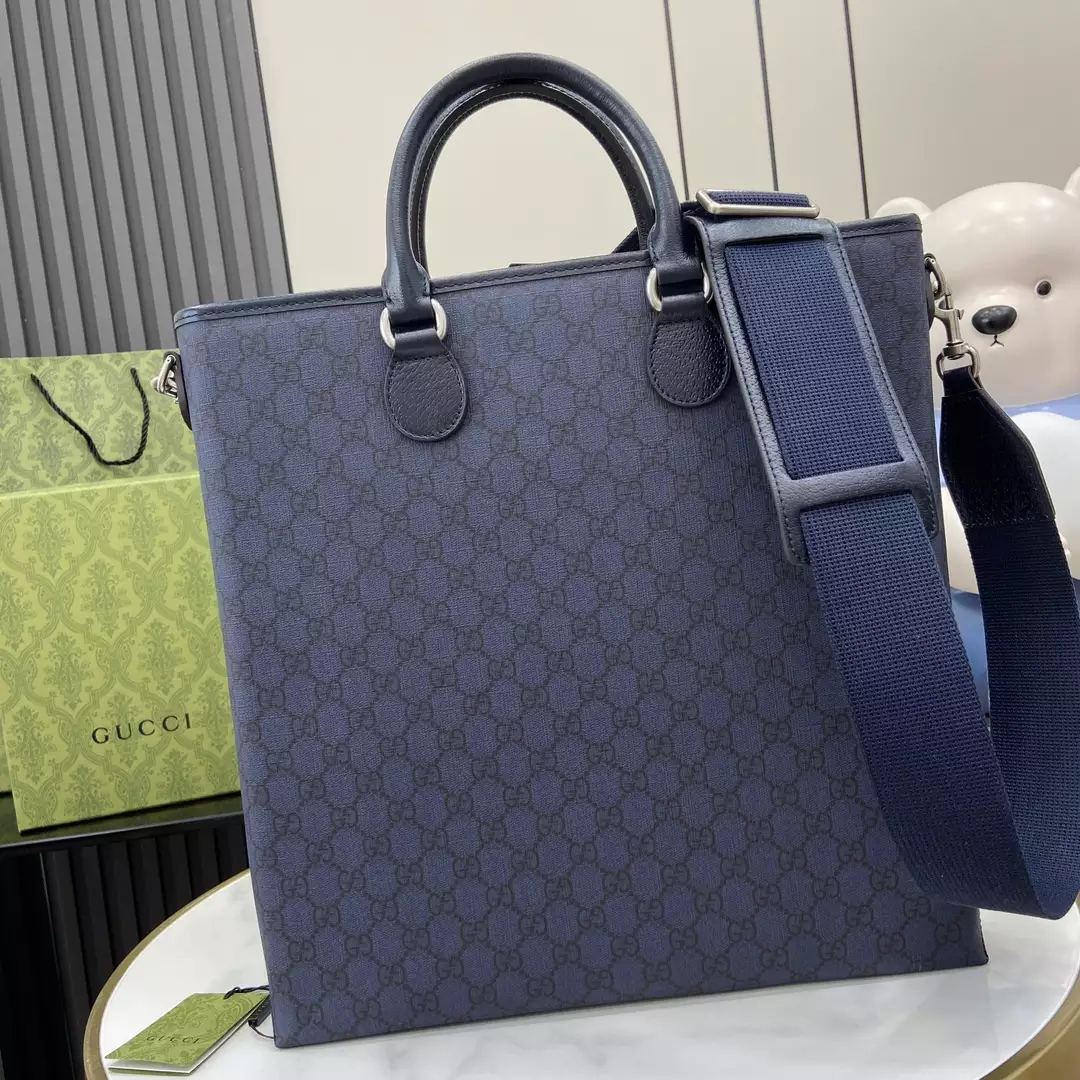 Ophidia GG Medium Tote Bag in Blue and Dark Blue GG Supreme
