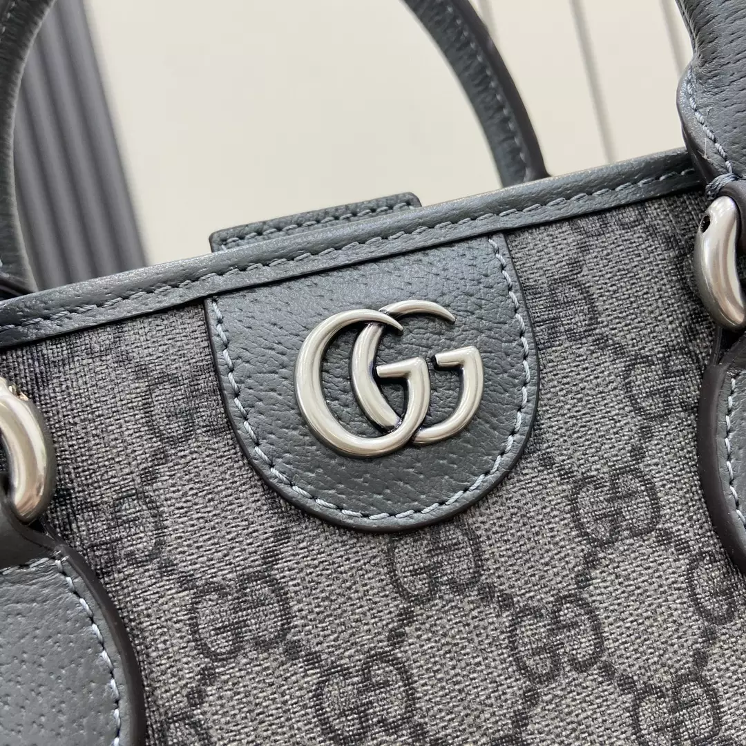 Ophidia GG Medium Tote Bag in Dark Grey and Black GG Supreme