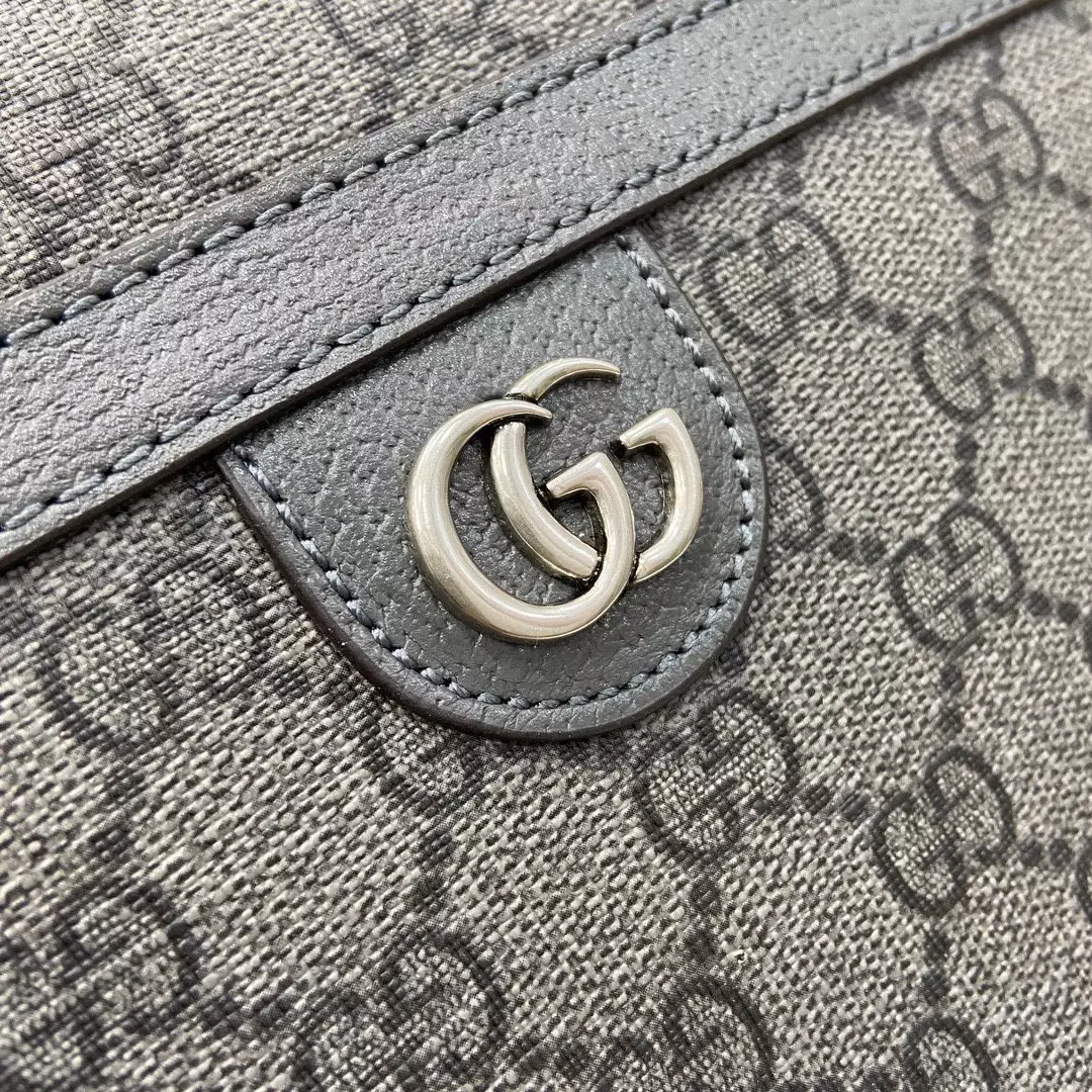 Ophidia Medium GG Briefcase in Dark Grey and Black GG Supreme