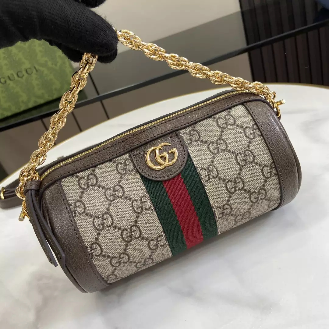 Ophidia Mini Shoulder Bag in Beige and Ebony GG Supreme