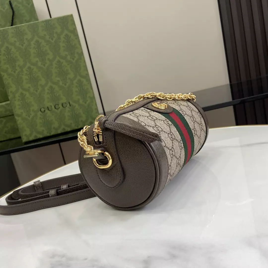 Ophidia Mini Shoulder Bag in Beige and Ebony GG Supreme
