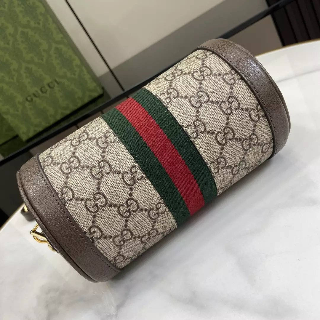 Ophidia Mini Shoulder Bag in Beige and Ebony GG Supreme