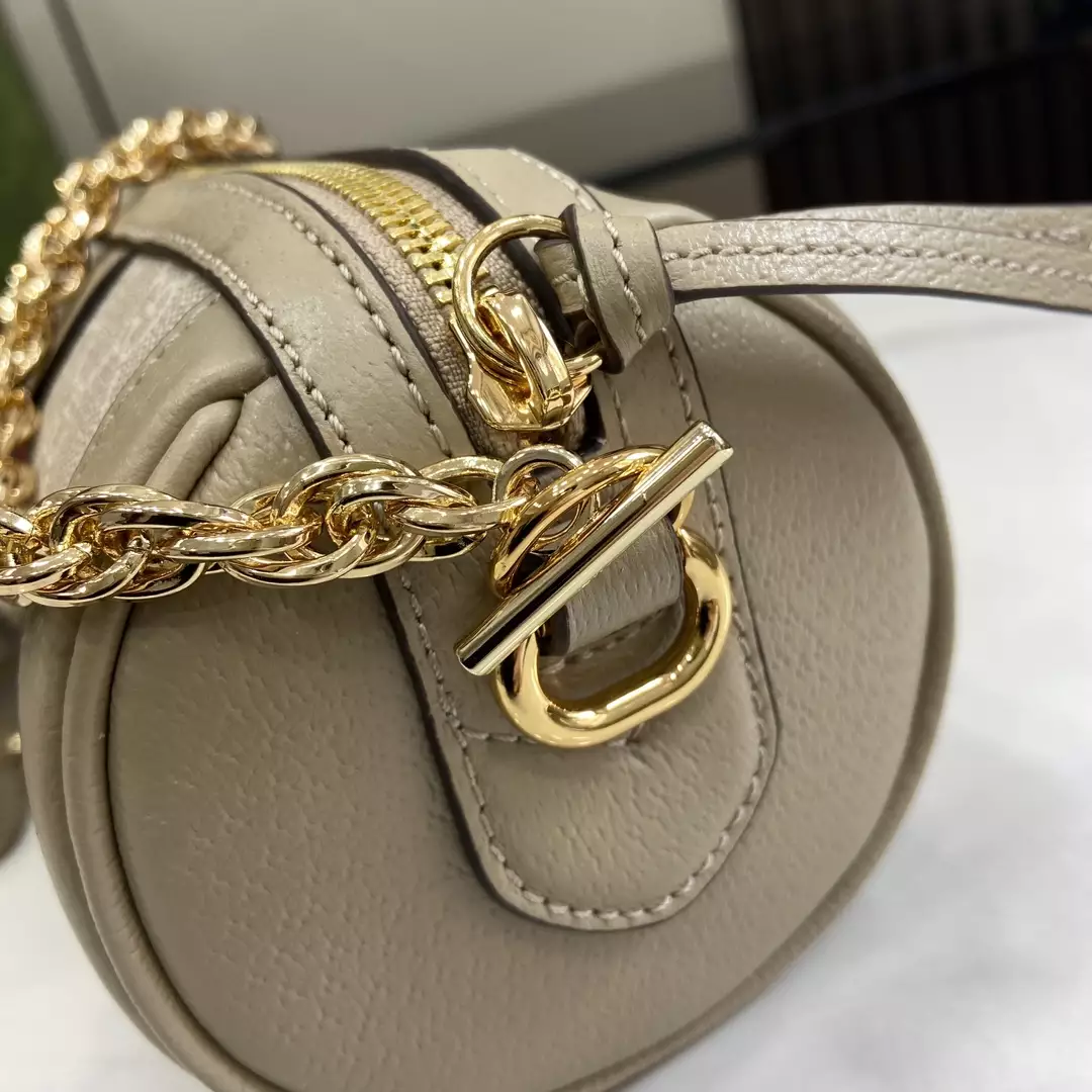 Ophidia Mini Shoulder Bag in Beige and White GG Supreme