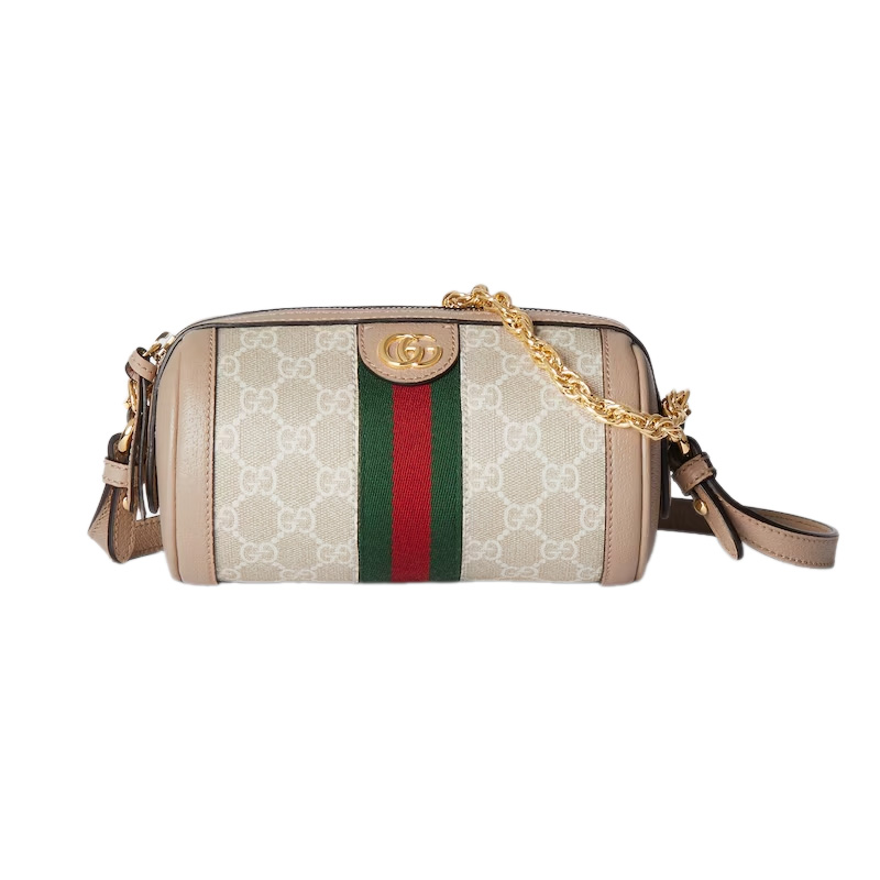 Ophidia Mini Shoulder Bag in Beige and White GG Supreme