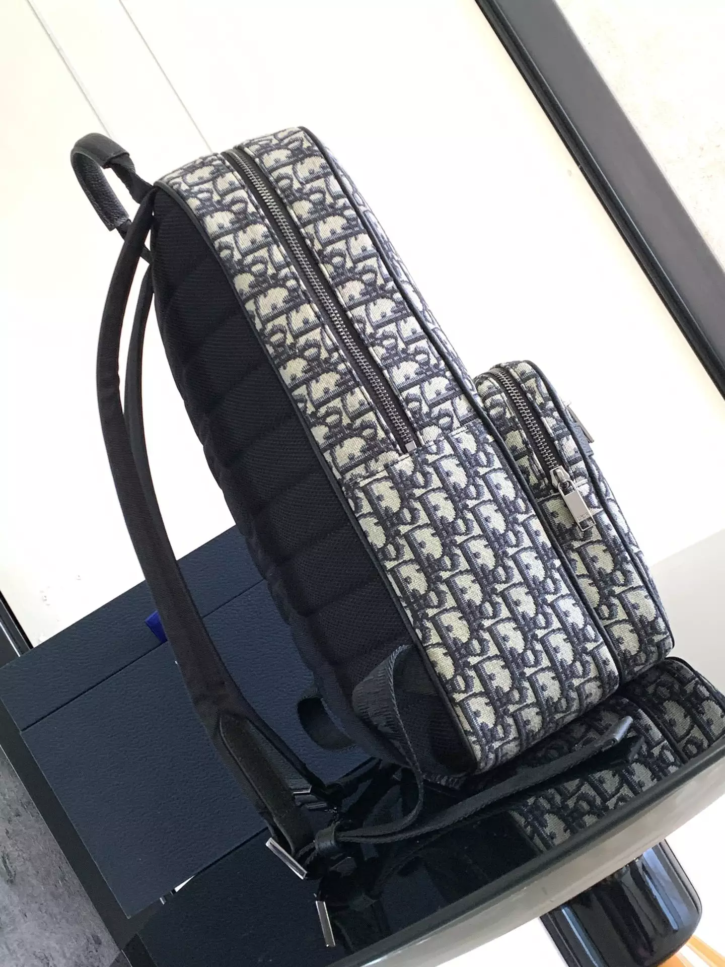Safari Backpack Beige and Black Dior Oblique Jacquard