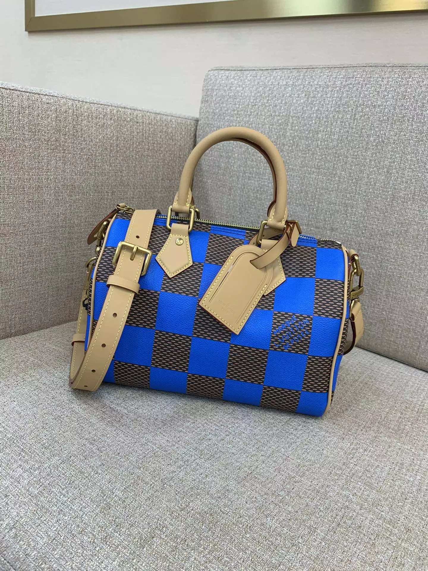 Speedy Bandoulière 25 Blue Damier Pop Canvas