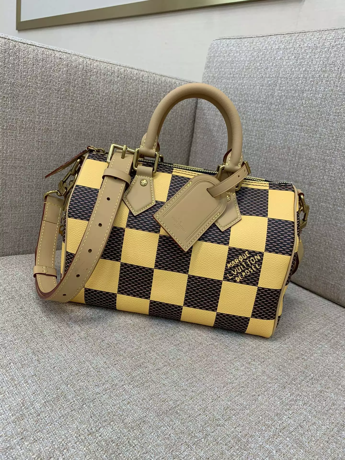 Speedy Bandoulière 25 Yellow Damier Pop Canvas