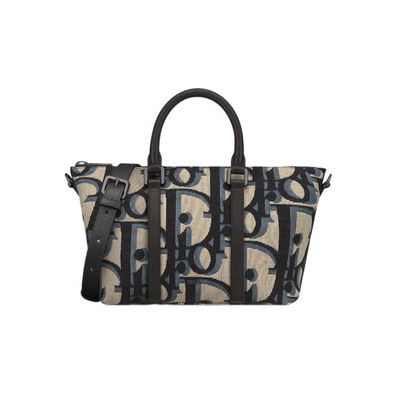 Weekender 25 Beige and Black Maxi Dior Oblique Jacquard
