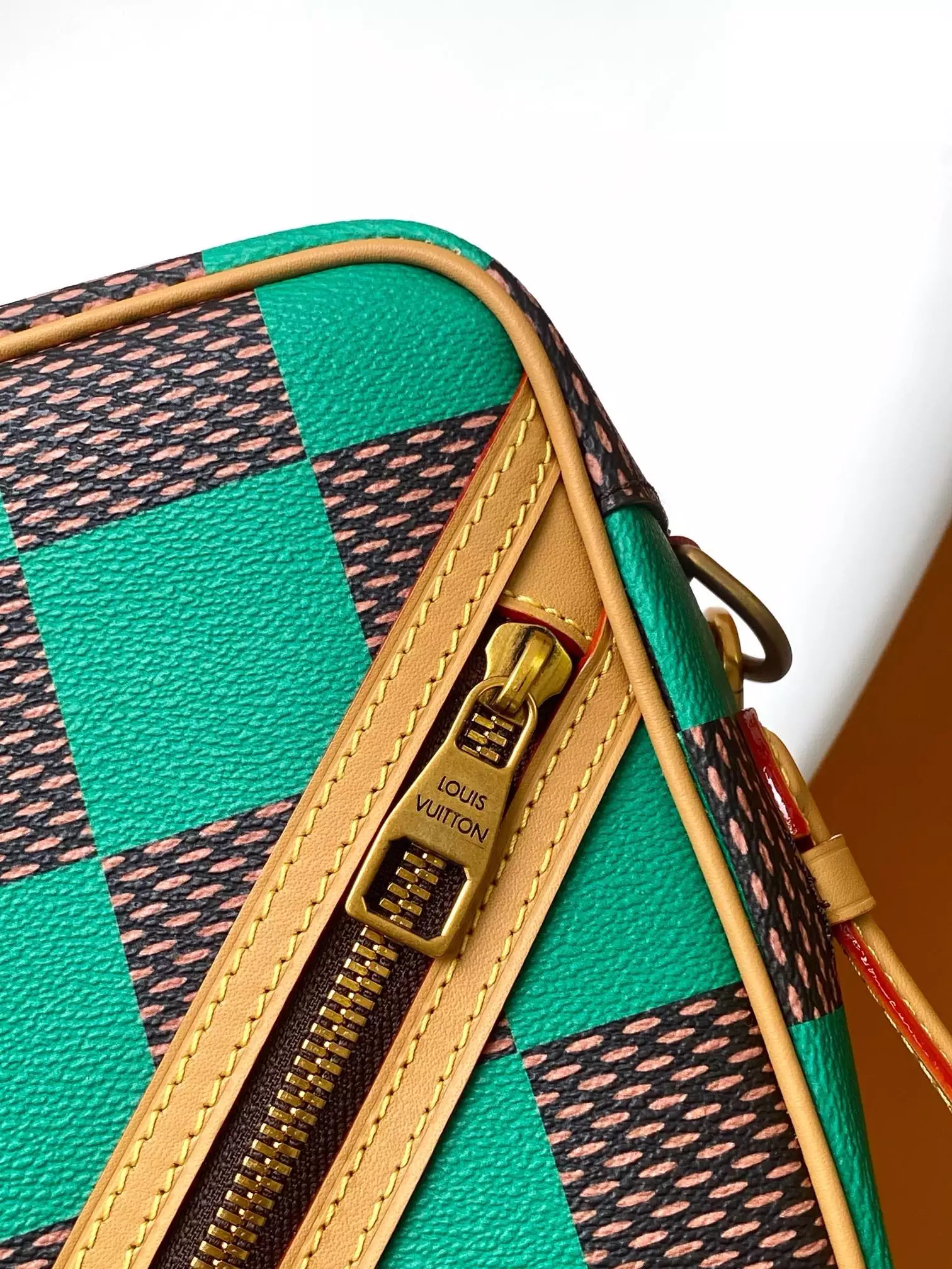 Chess Messenger Bag Green Damier Pop Canvas