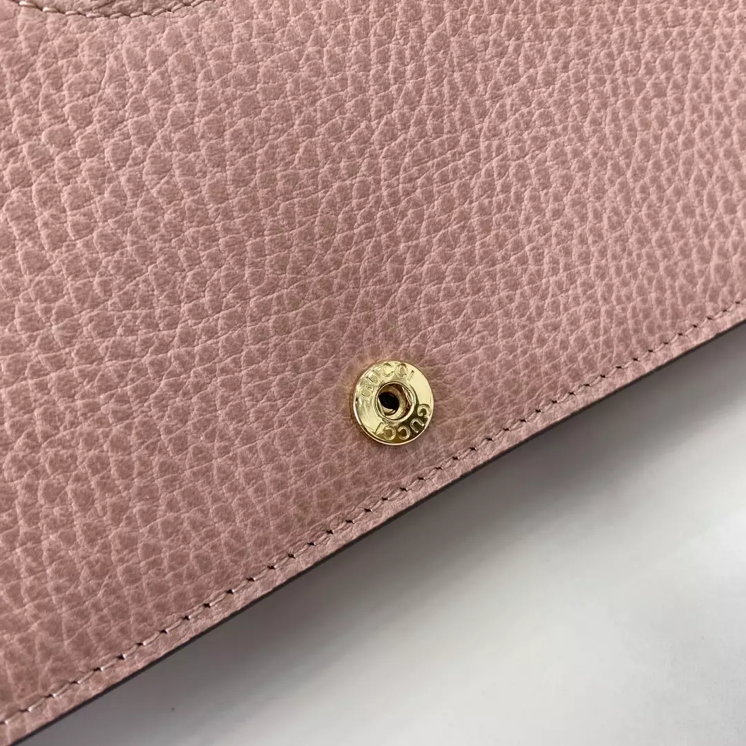 GG Marmont Chain Wallet in Ebony Supreme and Pink Leather
