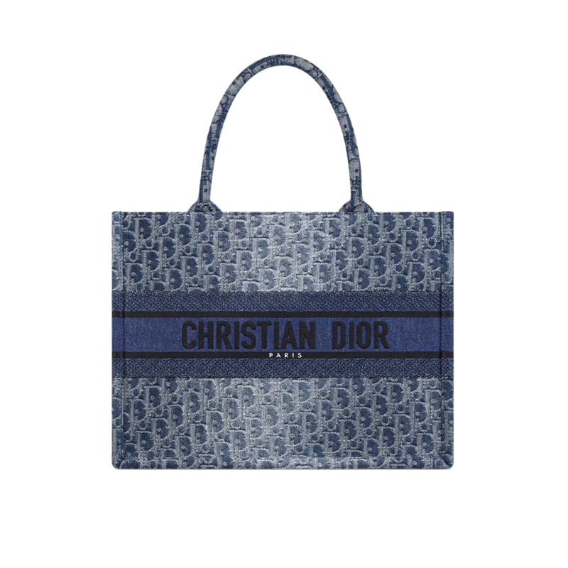 Medium Dior Book Tote Blue Denim Dior Oblique Jacquard