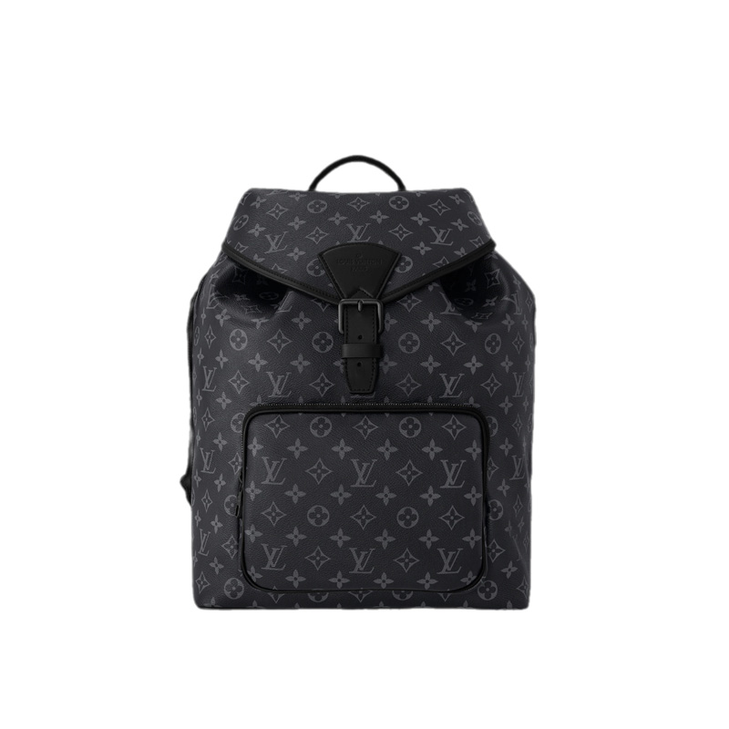 Montsouris Backpack Monogram Eclipse Canvas and Black Leather