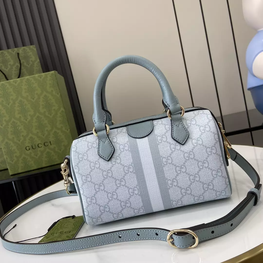Ophidia GG Super Mini Bag in Dusty Blue GG Supreme