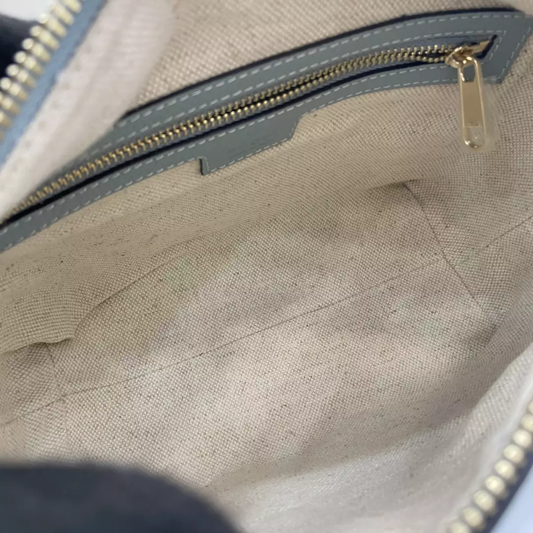 Ophidia GG Super Mini Shoulder Bag in Dusty Blue GG Supreme Canvas