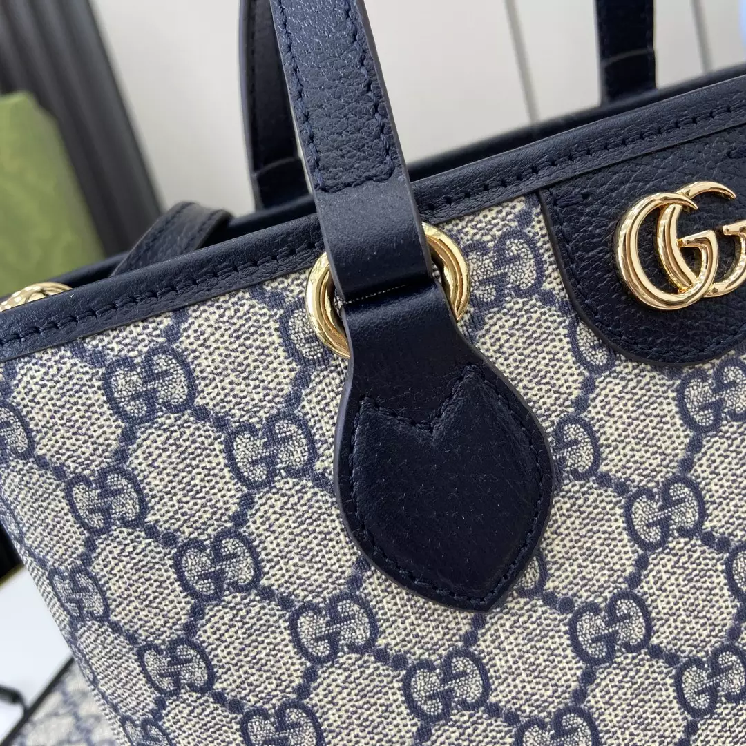 Ophidia Mini Tote Bag in Beige and Blue GG Supreme Canvas