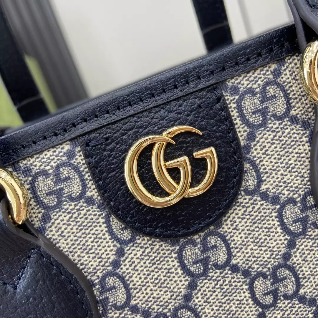 Ophidia Mini Tote Bag in Beige and Blue GG Supreme Canvas