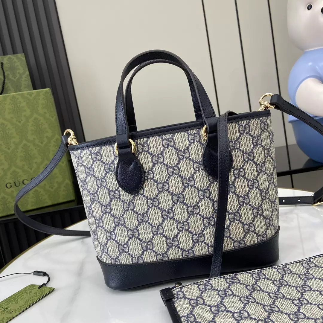 Ophidia Mini Tote Bag in Beige and Blue GG Supreme Canvas