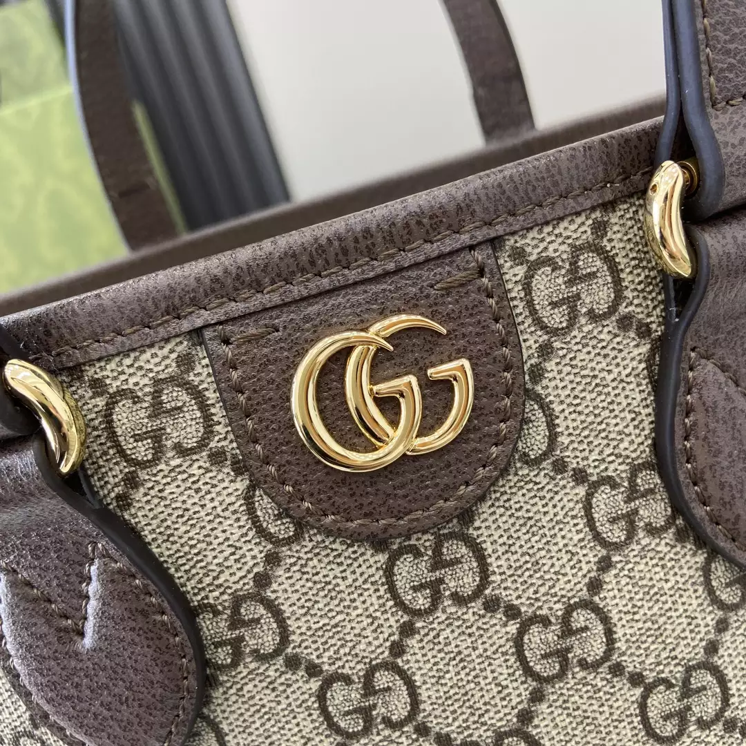 Ophidia Mini Tote Bag in Beige and Ebony GG Supreme Canvas