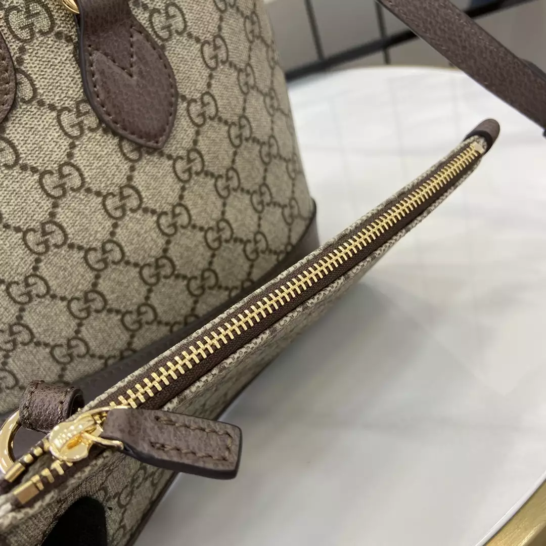 Ophidia Mini Tote Bag in Beige and Ebony GG Supreme Canvas
