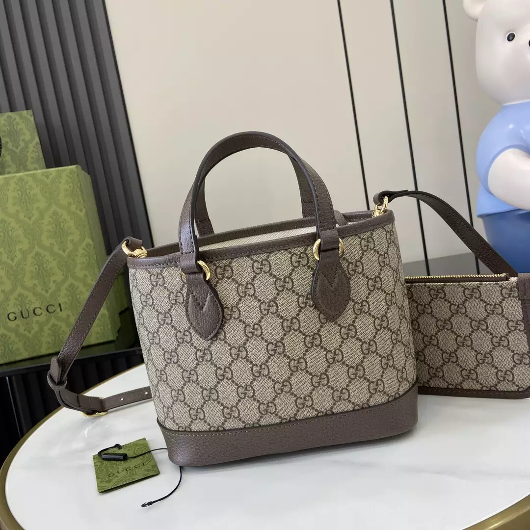 Ophidia Mini Tote Bag in Beige and Ebony GG Supreme Canvas