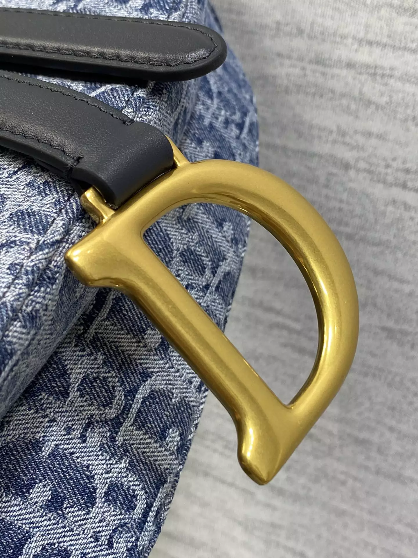 Saddle Bag with Strap Blue Denim Dior Oblique Jacquard