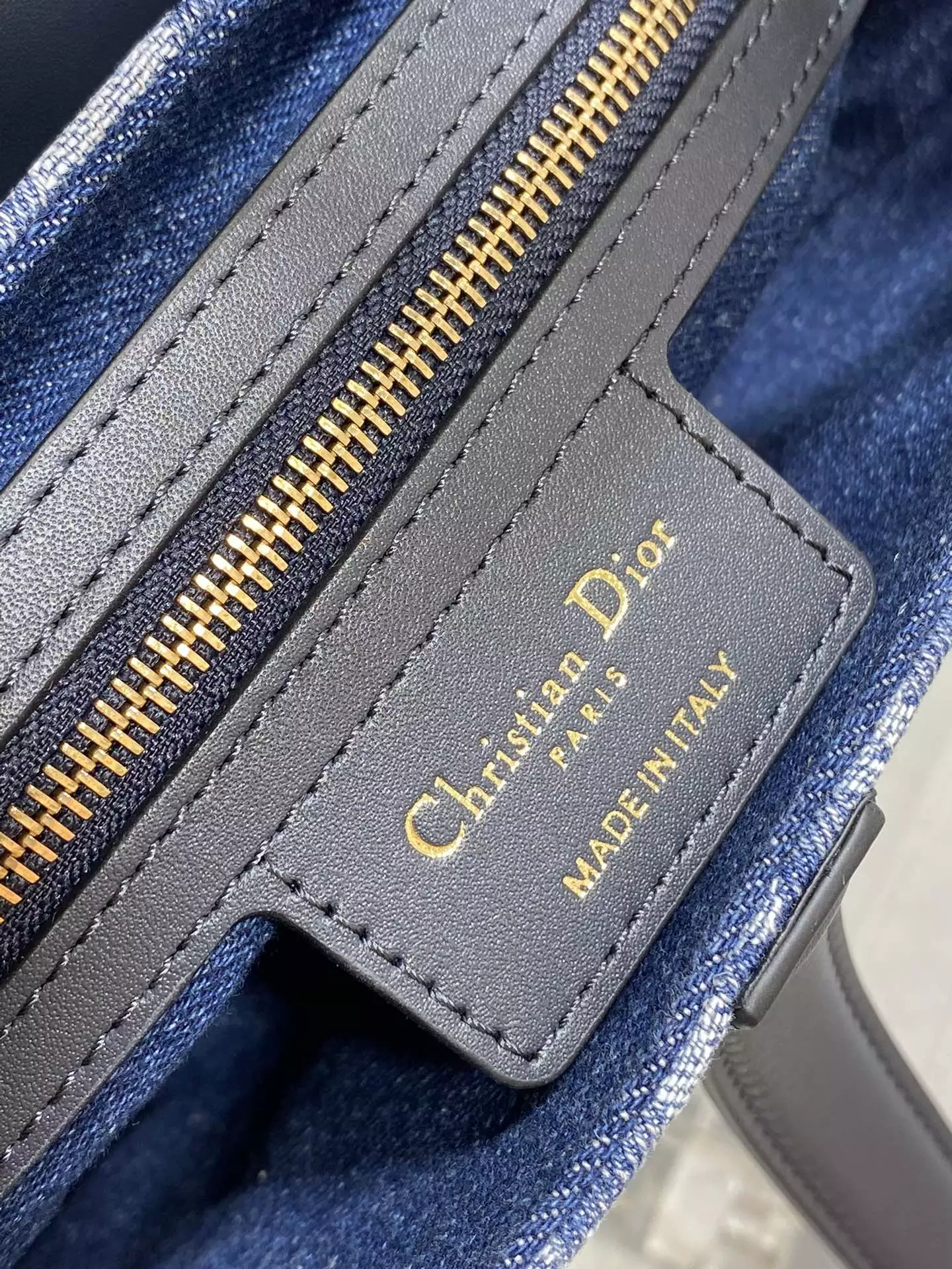 Saddle Bag with Strap Blue Denim Dior Oblique Jacquard
