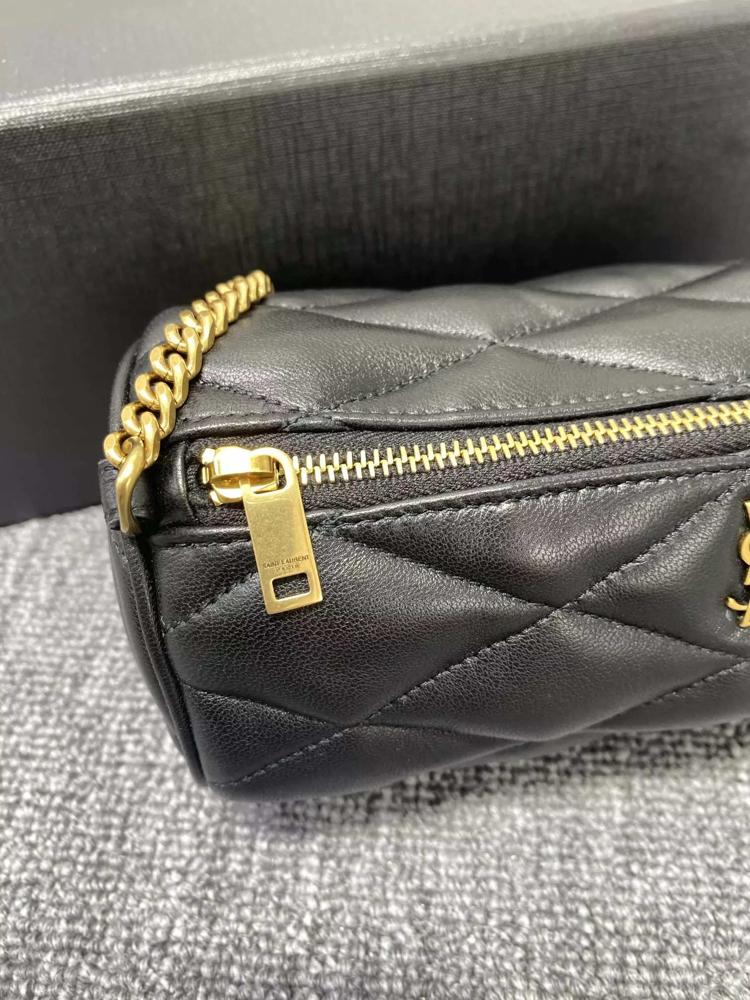Sade Tube Bag Mini in Black Quilted Leather - YB087