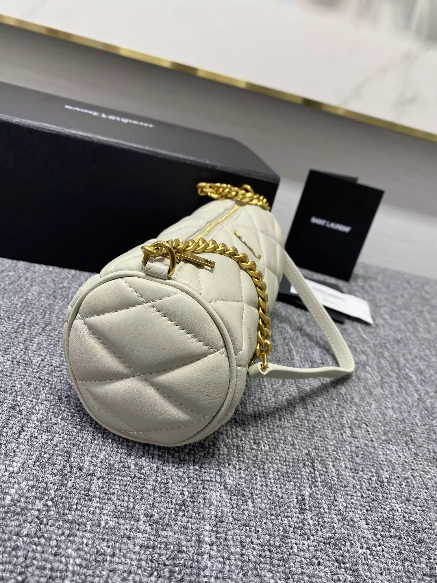 Sade Tube Bag Mini in Blanc Vintage Quilted Leather - YB088