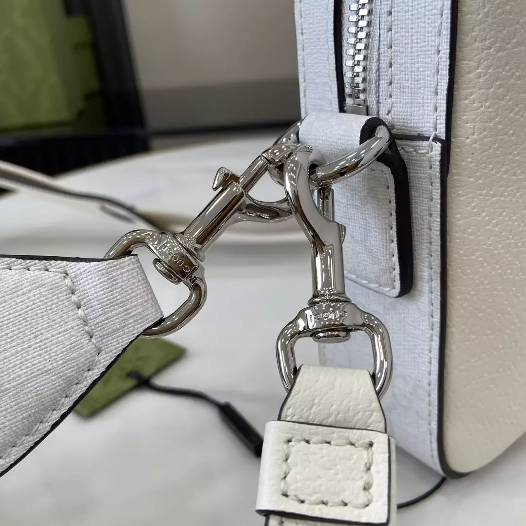 Small GG Crossbody Bag with Tag White Leather – GB361