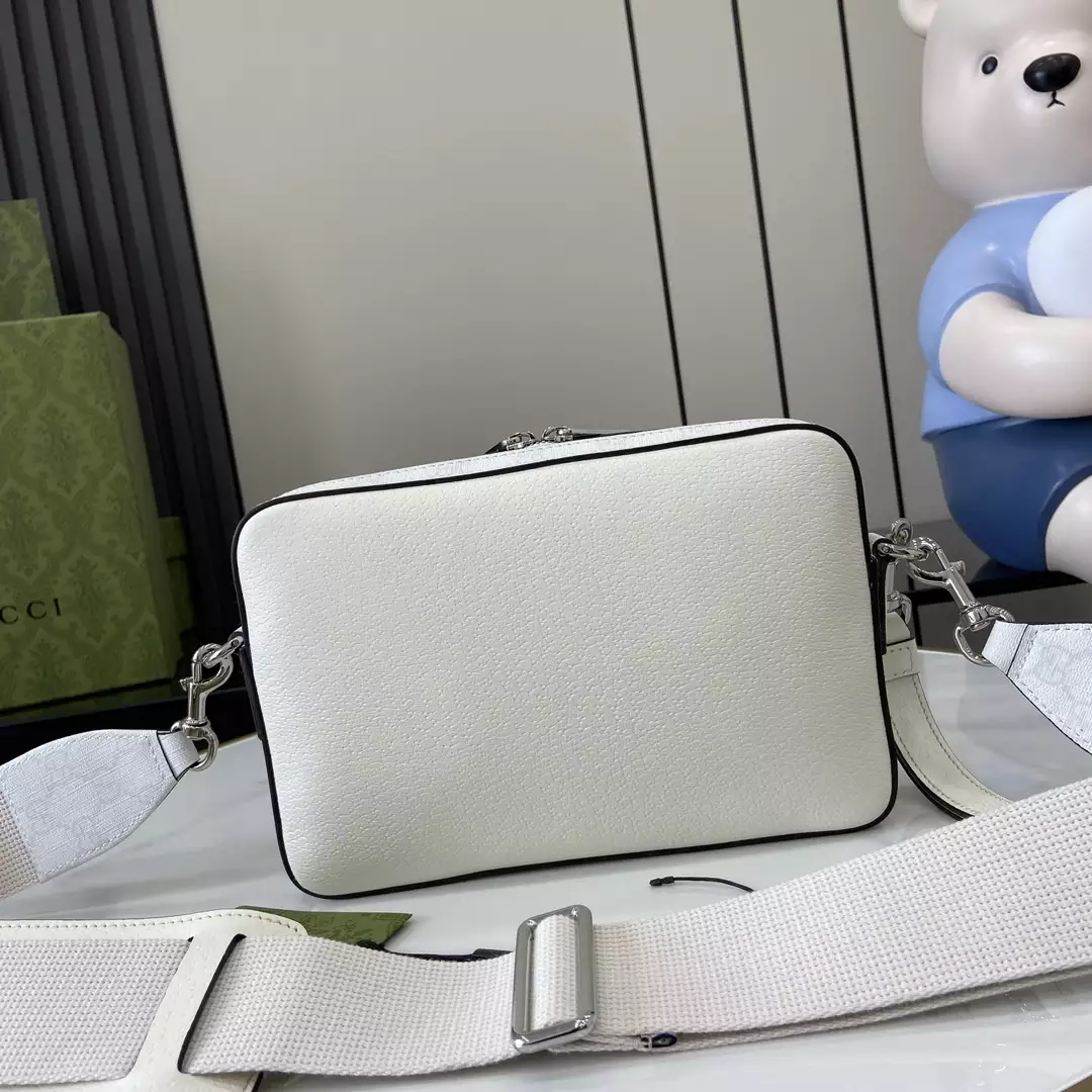 Small GG Crossbody Bag with Tag White Leather – GB361