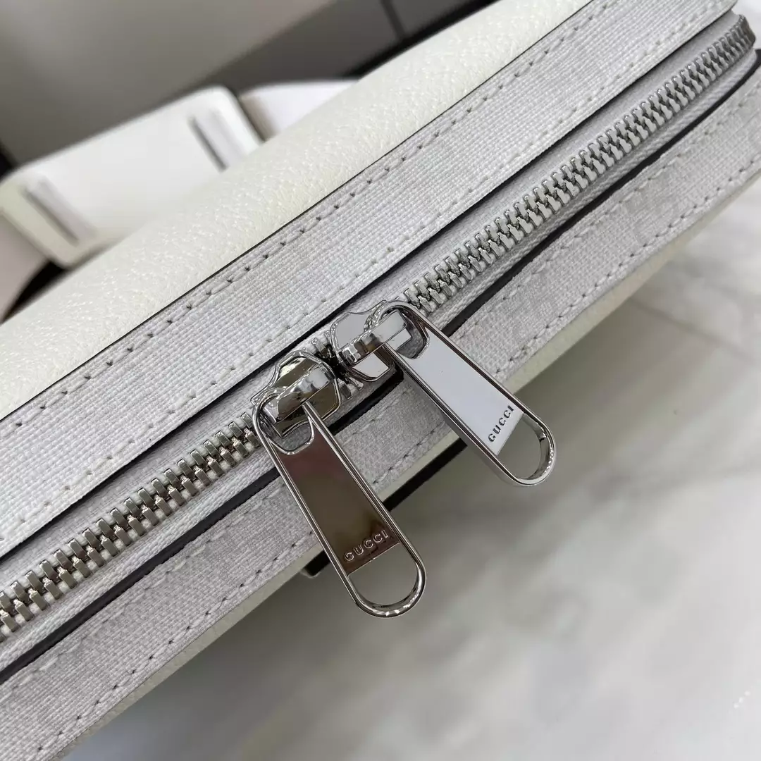 Small GG Crossbody Bag with Tag White Leather – GB361