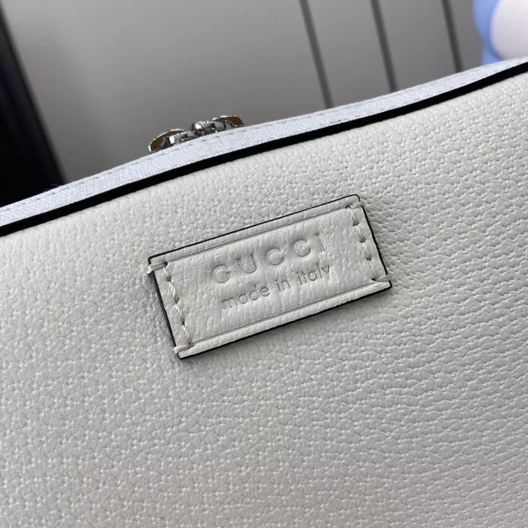 Small GG Crossbody Bag with Tag White Leather – GB361