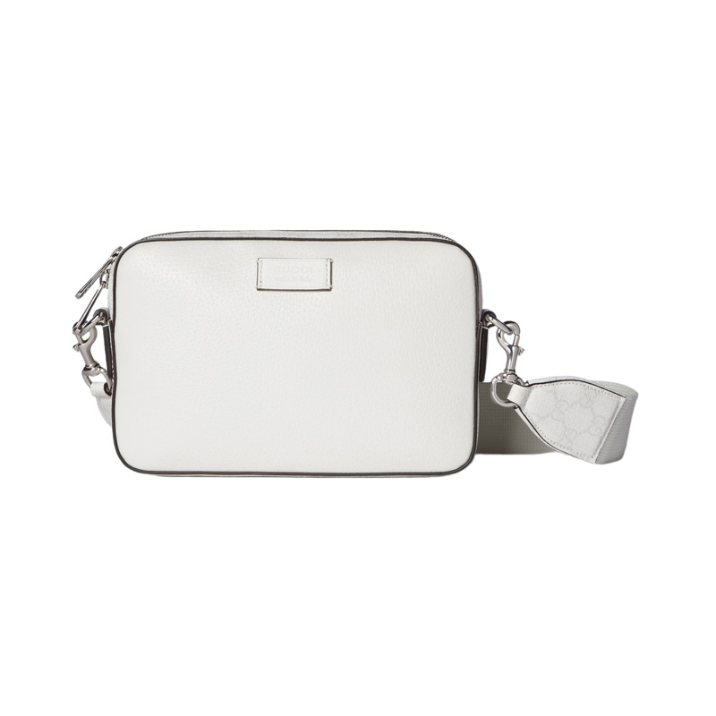 Small GG Crossbody Bag with Tag White Leather – GB361