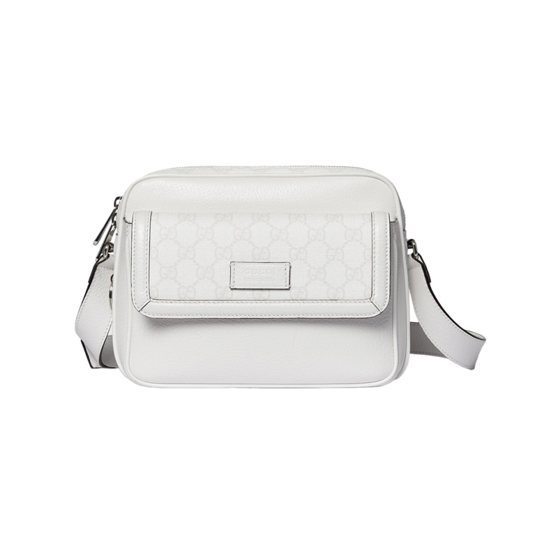 Small GG Crossbody Bag with Tag White Leather – GB362